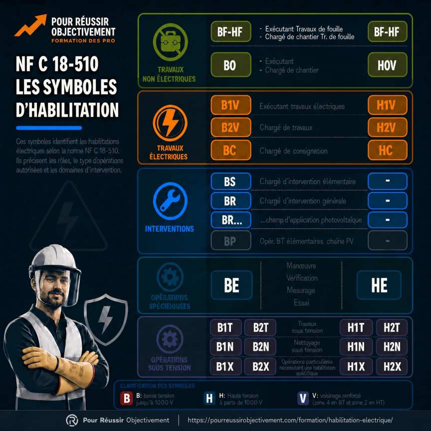 NF C 18-510 les symboles